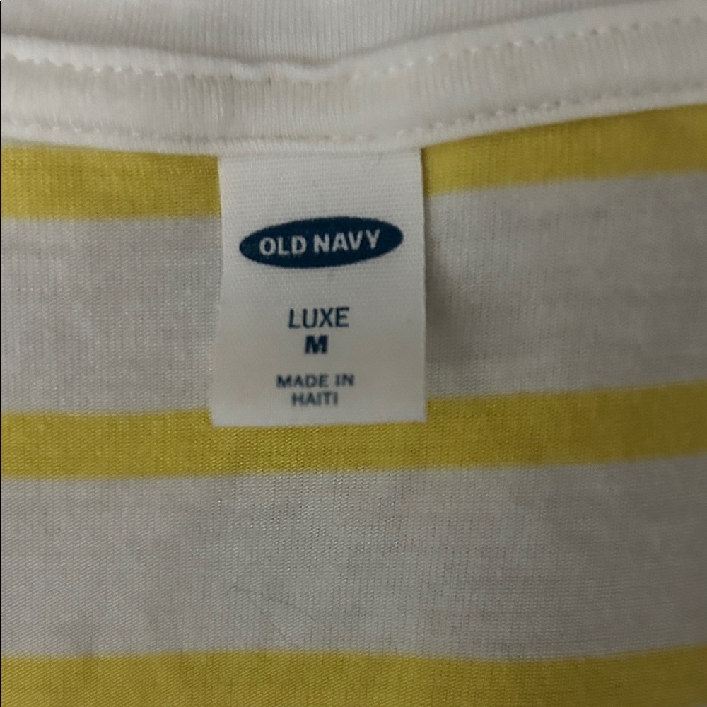 Old Navy luxe White and Yellow Striped V-Neck Tee - Picture 2 of 2